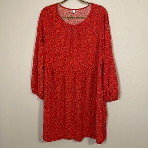 Old Navy Keyhole Swing Dress, XL, red floral